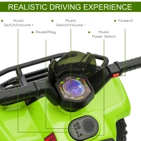 HOMCOM 6V Kids Electric Ride on Car Toddlers Quad Bike All Terrain Vehicle Toy With Music for 18-36 months Green(m-6)