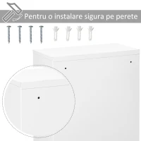 Kleankin Dulap pentru medicamente din otel cu 3 niveluri cu 2 chei si suport de perete, 40x18x60 cm, alb(m-6)