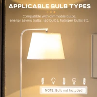 HOMCOM Lampa moderna de podea cu rafturi, cu masuta dubla din bambus, abajur din material textil, tonuri naturale(m-7)