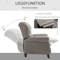 HOMCOM Relaxsessel mit Fußstütze, verstellbare Rückenlehne, 150° neigbar, 90 cm x 95 cm x 107 cm, Grau(m-4)