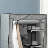 HOMCOM Dulap portabil din otel, PP cu 6 rafturi deschise, 1 cuier si usa cu balamale, 103x43x162,5 cm, gri(m-7)