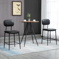 HOMCOM Set de Masa si Scaune de Bar din 3 Piese cu Cadru Metalic Robust, Blat Inalt Biostro Dinette, 2 Scaune Captusite pentru Bucatarie, Spatiu Mic, Asamblare Usoara, Maro(m-2)