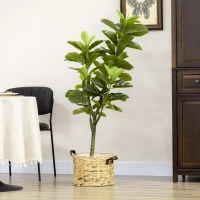 HOMCOM Smochin-lira artificial in ghiveci, Plante Ficus artificial pentru interior, exterior, pentru decorul casei, biroului, camerei de zi, 90cm, verde(m-2)