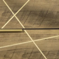 HOMCOM Comoda cu 4 sertare din PAL si picioare din otel pentru dormitor si sufragerie, 48x39x87cm, lemn si auriu(m-7)