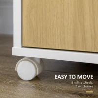 HOMCOM Carucior de bucatarie din PAL cu 4 rafturi deschise, un sertar si un dulap cu 2 usi, 80x39x85,5 cm, alb si stejar(m-6)