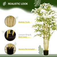 HOMCOM Arbore de Bambus Artificial in Ghiveci, Plante Artificiale Pentru Interior si Exterior pentru Decorarea Sufrageriei de Acasa, 150 cm, Verde(m-4)