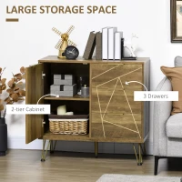 HOMCOM Storage Cabinet, Modern Display Storage Organizer with 3 Drawers and Steel Legs for Living Room, Bedroom, Bronze(m-5)