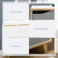 HOMCOM Comoda cu 3 sertare din PAL si MDF pentru dormitor si sufragerie, 75x42x75 cm, gri, alb si maro(m-6)