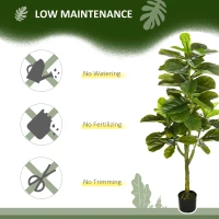 HOMCOM Smochin-lira artificial in ghiveci, Plante Ficus artificial pentru interior, exterior, pentru decorul casei, biroului, camerei de zi, 90cm, verde(m-6)