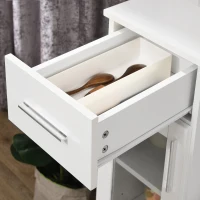 HOMCOM Bufet modern cu dulapuri si sertar, dulap de bucatarie cu economie de spatiu din lemn si sticla 60x40x95cm, alb(m-7)