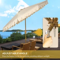 Outsunny Umbrela pentru gradina cu inclinare si manivela, Umbrela de exterior pentru masa cu acoperis dublu, kaki(m-4)