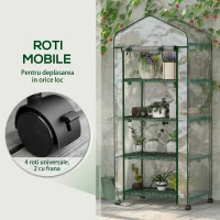 Outsunny Sera Verticala Alb 4 Rafturi – Otel & PVC, Pentru Balcon/Terasa(m-7)