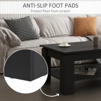 HOMCOM Masa pentru Cafea Joasa pe 2 Niveluri in Lemn Negru 110x65x47cm(m-4)