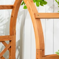 Outsunny Jardiniera de Exterior din Lemn de Brad Maro cu Arc Decorativ si Grile pentru Plante Cataratoare, 83x36x152 cm(m-9)