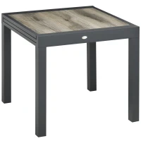 Outsunny Extending Garden Table, Outdoor Dining Table for 6, Aluminium Frame Rectangular Patio Table with Plastic Board Tabletop,80/160L x 80W x 75H cm, Beige(m-11)