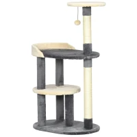 Pawhut Ansamblu Joaca Pisici 60 cm – Turn cu Platforme & Cilindri de Zgariat(m-1)
