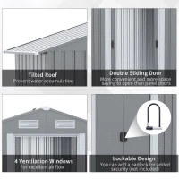 Outsunny 6.4 x 3.6ft Garden Metal Storage Shed w/ Double Sliding Door and Air Vents, Tool Storage for Backyard Patio Lawn, Grey(m-5)