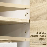HOMCOM Mobilier multifunctional cu 2 usi de presiune si rafturi reglabile, dulap de living si dormitor din lemn, 80x40x70cm, alb si stejar(m-6)