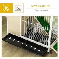 PawHut Cusca pentru iepuri mobilier cu roti, Cusca pentru iepurasi masa laterala cu tavita detasabila, acces prin partea superioara, 78 x 52.5 x 76.5 cm, stejar(m-6)