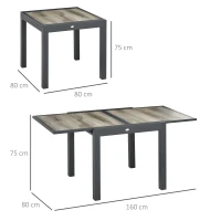 Outsunny Extending Garden Table, Outdoor Dining Table for 6, Aluminium Frame Rectangular Patio Table with Plastic Board Tabletop,80/160L x 80W x 75H cm, Beige(m-3)