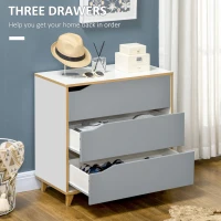 HOMCOM Comoda cu 3 sertare din PAL si MDF pentru dormitor si sufragerie, 75x42x75 cm, gri, alb si maro(m-5)