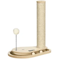 PawHut Stalp de zgariat din PAL si iuta pentru pisici 4kg max cu mingi de joc incluse, 35x23x40 cm, culoare stejar(m-1)