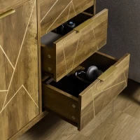 HOMCOM Storage Cabinet, Modern Display Storage Organizer with 3 Drawers and Steel Legs for Living Room, Bedroom, Bronze(m-8)