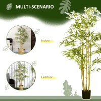 HOMCOM Arbore de Bambus Artificial in Ghiveci, Plante Artificiale Pentru Interior si Exterior pentru Decorarea Sufrageriei de Acasa, 150 cm, Verde(m-5)