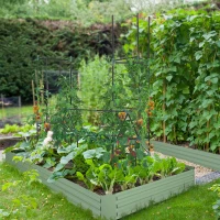 Outsunny Suport de tomate cu 3 niveluri din otel si PP pentru plante cataratoare, fructe si legume, 38x38x182 cm, verde(m-11)