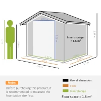 Outsunny 6.4 x 3.6ft Garden Metal Storage Shed w/ Double Sliding Door and Air Vents, Tool Storage for Backyard Patio Lawn, Grey(m-3)