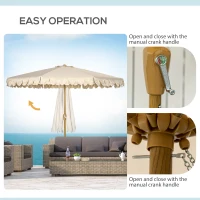 Outsunny Umbrela pentru gradina cu inclinare si manivela, Umbrela de exterior pentru masa cu acoperis dublu, kaki(m-5)