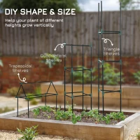 Outsunny Suport de tomate cu 3 niveluri din otel si PP pentru plante cataratoare, fructe si legume, 38x38x182 cm, verde(m-4)