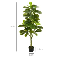 HOMCOM Smochin-lira artificial in ghiveci, Plante Ficus artificial pentru interior, exterior, pentru decorul casei, biroului, camerei de zi, 90cm, verde(m-3)