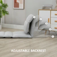 HOMCOM Adjustable Floor Chair with Back Support, Folding Chair Bed, Lazy Sofa Bed for Gaming, Meditation, Reading, Light Grey(m-4)