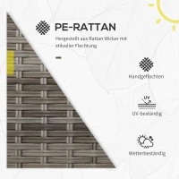 Outsunny Gartenmöbel-Set für 4 Personen aus PE-Rattan, wetterbeständig, abnehmbare Bezüge, Grau + Beige(m-5)