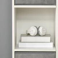 HOMCOM Estante para Livros de 8 Cubos Estante Modular com 4 Cestos Removíveis de TNT para Escritório Estúdio Dormitório 61,5x30x121,6cm Branco e Cinza(m-8)
