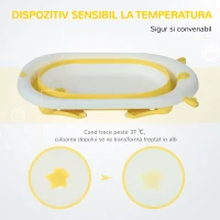 HOMCOM Cadita pentru baita pliabila pentru copii 0-3 ani cu indicator de temperatura si pernuta, 81.5x50.5x23.5 cm, alb(m-8)