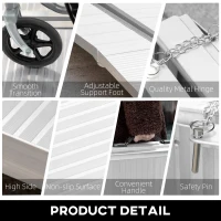 HOMCOM Rampe Mobile pentru Scaune cu Roți și Scutere, Pliabilă, Antiderapantă, Aliaj, Capacitate 272kg, 183x72x5cm, Silver(m-6)