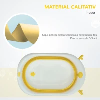 HOMCOM Cadita pentru baita pliabila pentru copii 0-3 ani cu indicator de temperatura si pernuta, 81.5x50.5x23.5 cm, alb(m-4)