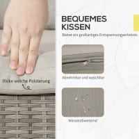 Outsunny Gartenmöbel-Set für 4 Personen aus PE-Rattan, wetterbeständig, abnehmbare Bezüge, Grau + Beige(m-6)