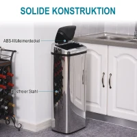 HOMCOM Edelstahl Automatik Sensor Mülleimer Abfalleimer IR Sensor mit/ohne Inneneimer rund viereckig (50L/viereckig)(m-4)