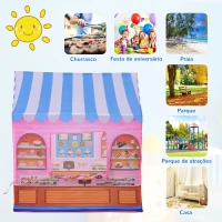 HOMCOM Loja de doces para brincar Zona infantil Presente fácil de montar para crianças 93x69 x103cm 0,75 kg Rosa(m-5)
