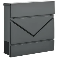 HOMCOM Cassetta Postale in Acciaio Zincato con Portagiornali e 2 Chiavi di Sicurezza, 37x10.5x37 cm, Grigio(m-1)