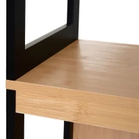Kleankin Dulap de baie cu 2 sertare si 3 compartimente deschise, mobilier baie din lemn MDF si bambus 30x30x144,3 cm, culoare lemnului(m-9)