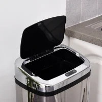 HOMCOM Edelstahl Automatik Sensor Mülleimer Abfalleimer IR Sensor mit/ohne Inneneimer rund viereckig (50L/viereckig)(m-7)