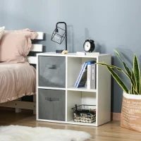 HOMCOM Estante para Livros de 4 Cubos Estante Modular com 2 Cestos Removíveis de TNT para Escritório Estúdio Dormitório 61,5x30x61,5cm Branco e Cinza(m-2)