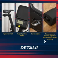 HOMCOM Bicicleta Antrenament Magnetica Profesionala Sa Reglabila 100x50x116-126cm Nero(m-7)