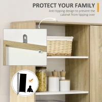 HOMCOM Dulap de Bucatarie, Dulap de Depozitare Independent, Suport pentru Cuptor cu Microunde cu Rafturi Reglabile si Sertar pentru Sufragerie, Camera de Luat Masa, Natural(m-7)