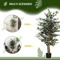 HOMCOM Ficus artificial in ghiveci cu 702 frunze multicolore, Plante artificiale pentru interior si exterior, pentru decorarea casei, biroului, camerei de zi, 130 cm(m-5)