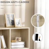 HOMCOM Biblioteca moderna din PAL si MDF cu 2 sertare si 4 rafturi deschise pentru sufragerie, birou si dormitor, 70,2x35x130 cm, culoare lemn si gri(m-6)